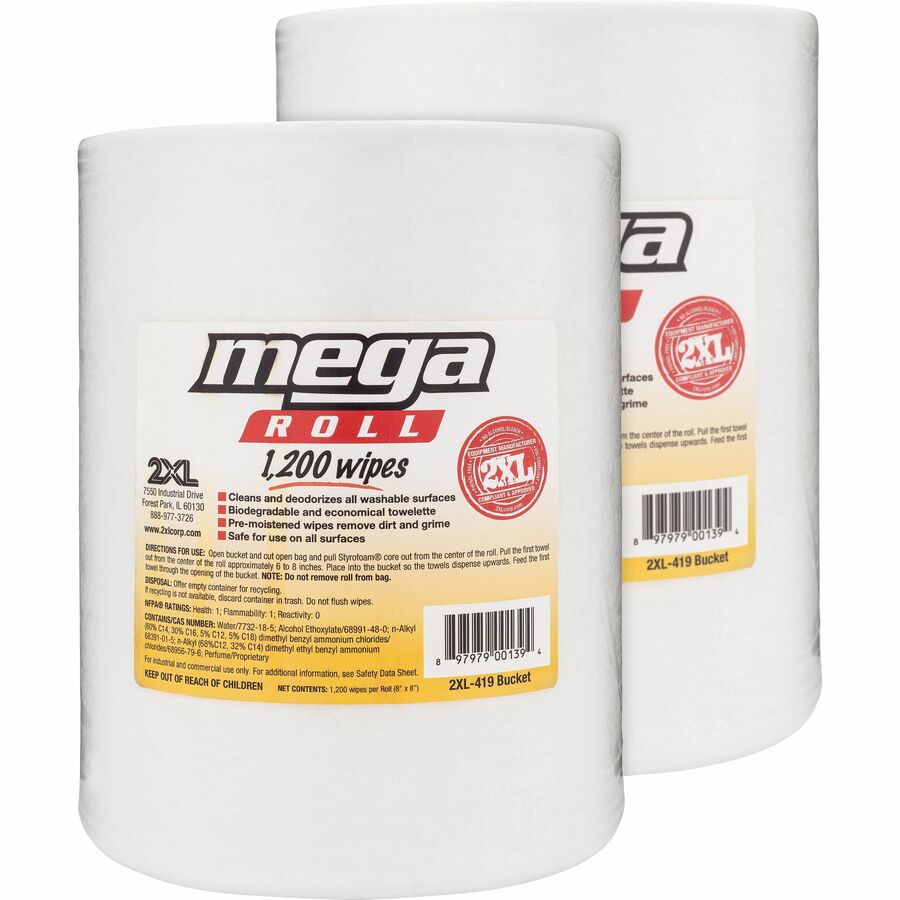 TXLL420CT 2XL Mega Roll Wipes Refill Wipe 8" Width x 8" Length