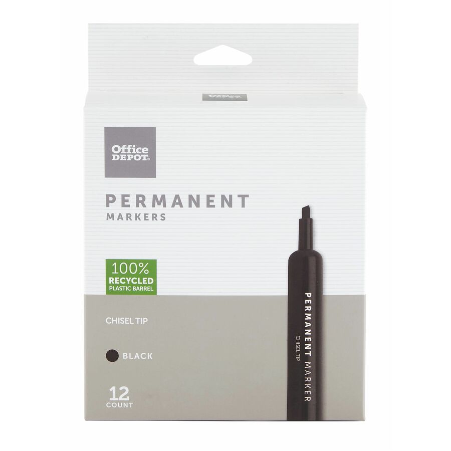 Office Depot® Brand Permanent Markers, Chisel Point, 100 Recycled