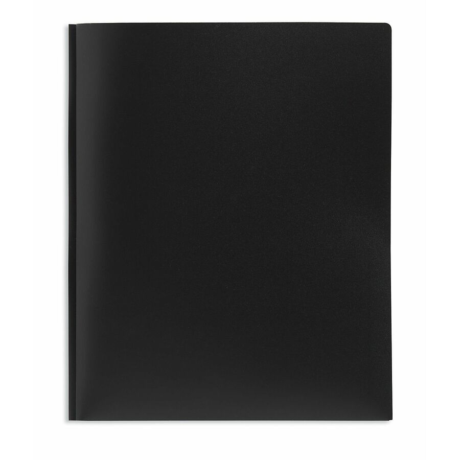 Office Depot® Brand 2Pocket SchoolGrade Poly Folder with Prongs, Letter Size, Black Pocket