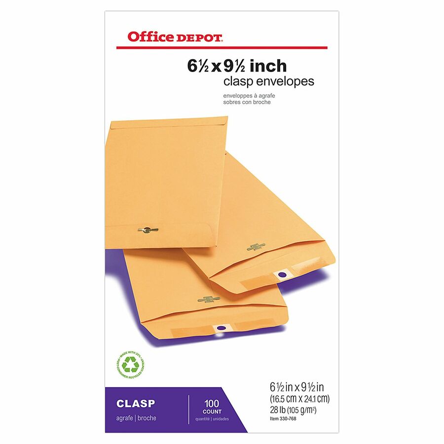 Office Depot® Brand 61/2" x 91/2" Manila Envelopes, Clasp Closure