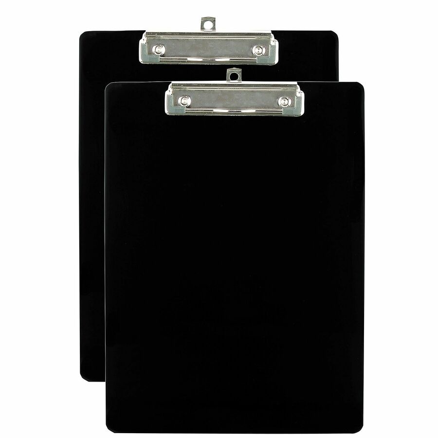 Office Depot® Brand Plastic Clipboard, 9" x 121/2", Black, Pack Of 2