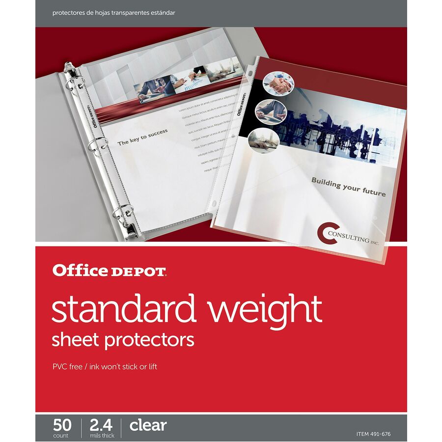 Clear Plastic Desk Protector Office Depot Office Depot Standard Weight Sheet Protectors, 8 1/2" x 11" , Clear