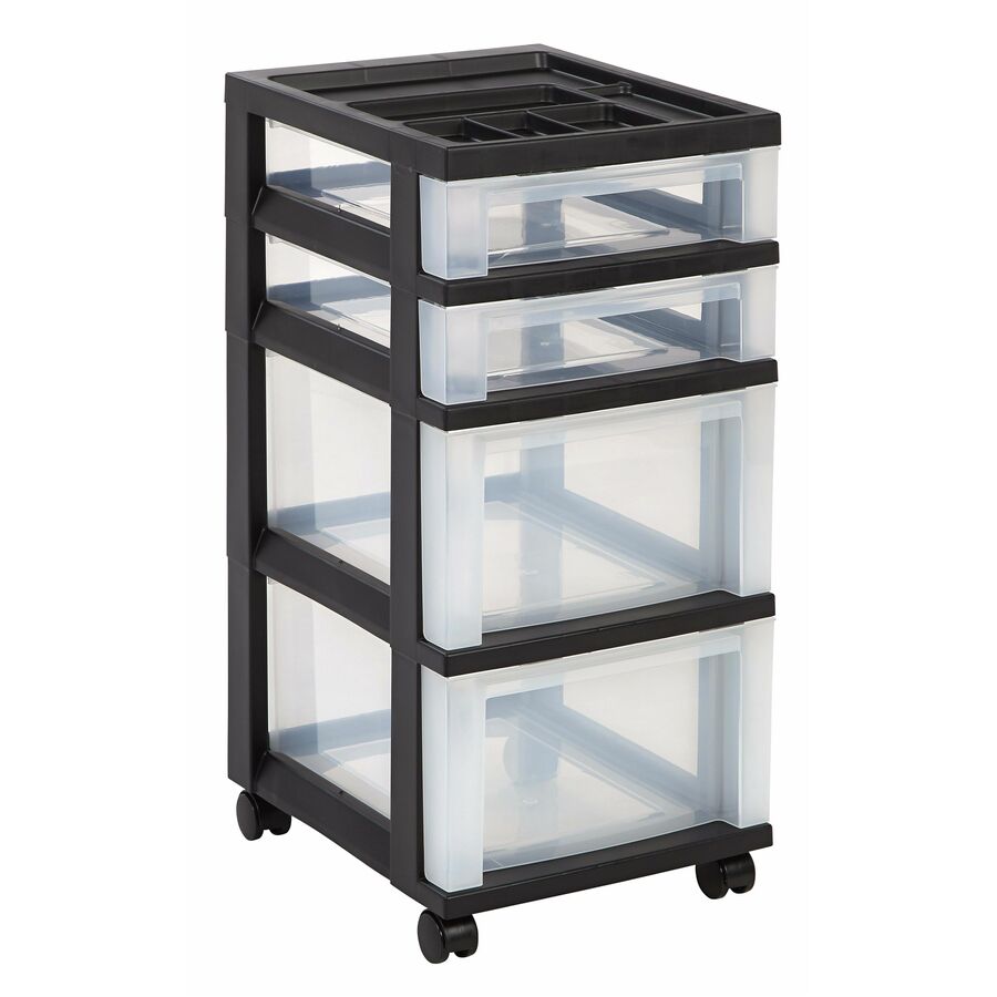 Office Depot Plastic Storage Cart, 4 Drawers, 26 7/16"H x 12 1/16"W x