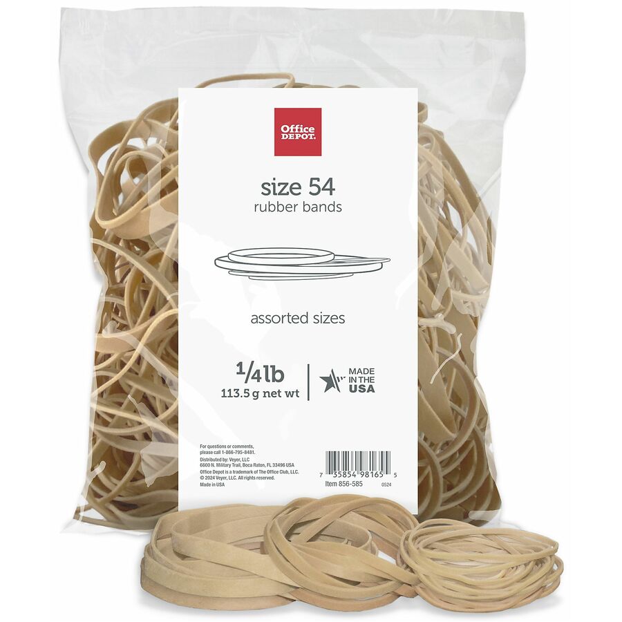 Office Depot® Brand Rubber Bands, 54, Assorted Sizes, 1/4 Lb. Bag