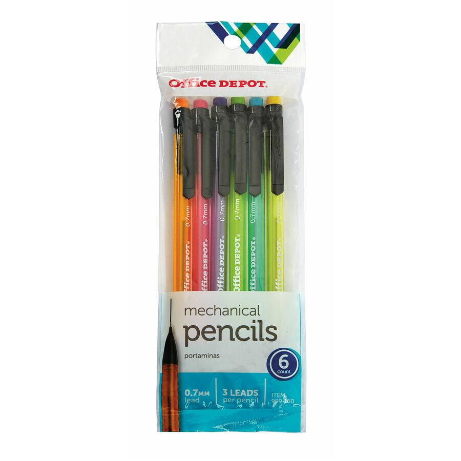 Office Depot® Brand Mechanical Pencils, HB, 0.7mm, Assorted Barrel