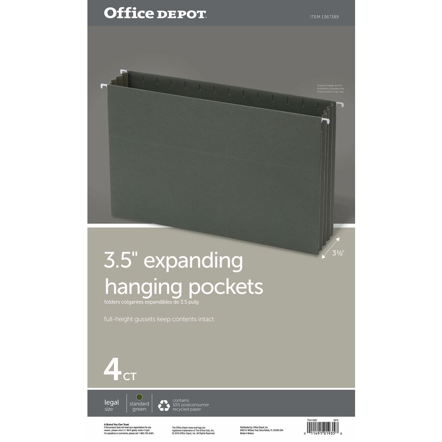 Office Depot; Brand Expanding Hanging File Pocket With FullHeight