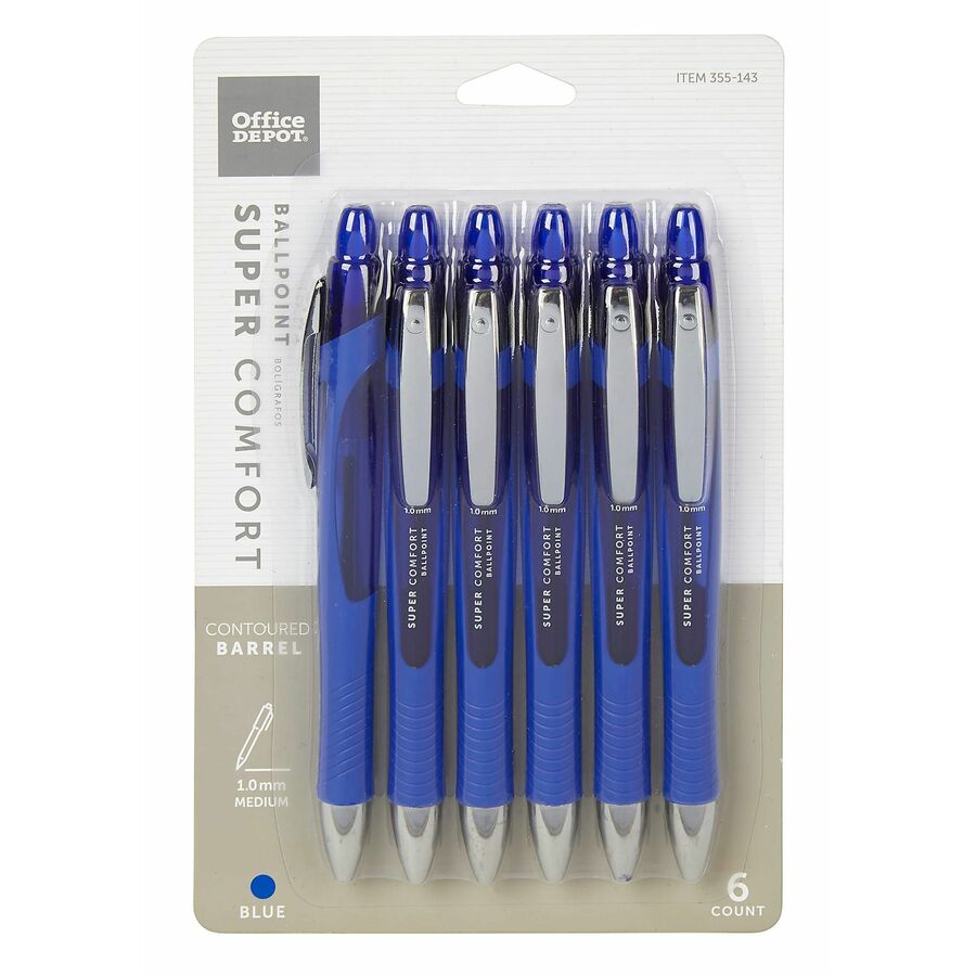 Office Depot® Brand Retractable Ballpoint Pens With Grip, Medium Point
