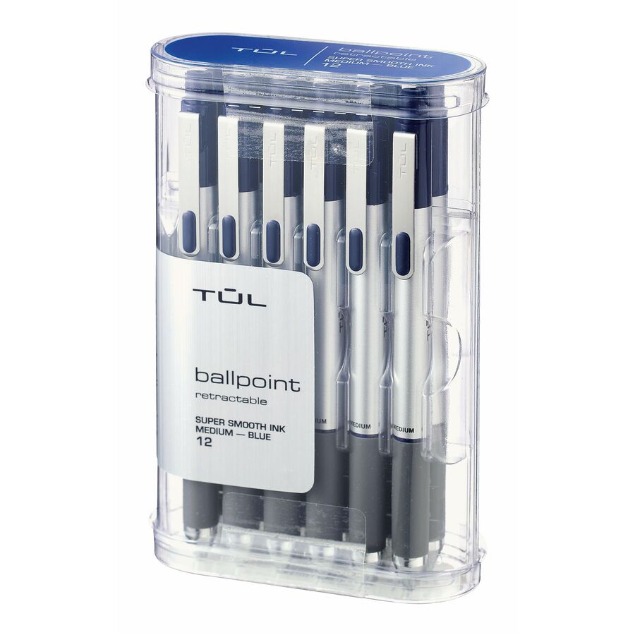 TUL BP3 Retractable Ballpoint Pens, Medium Point, 1.0 mm, Silver Barrel