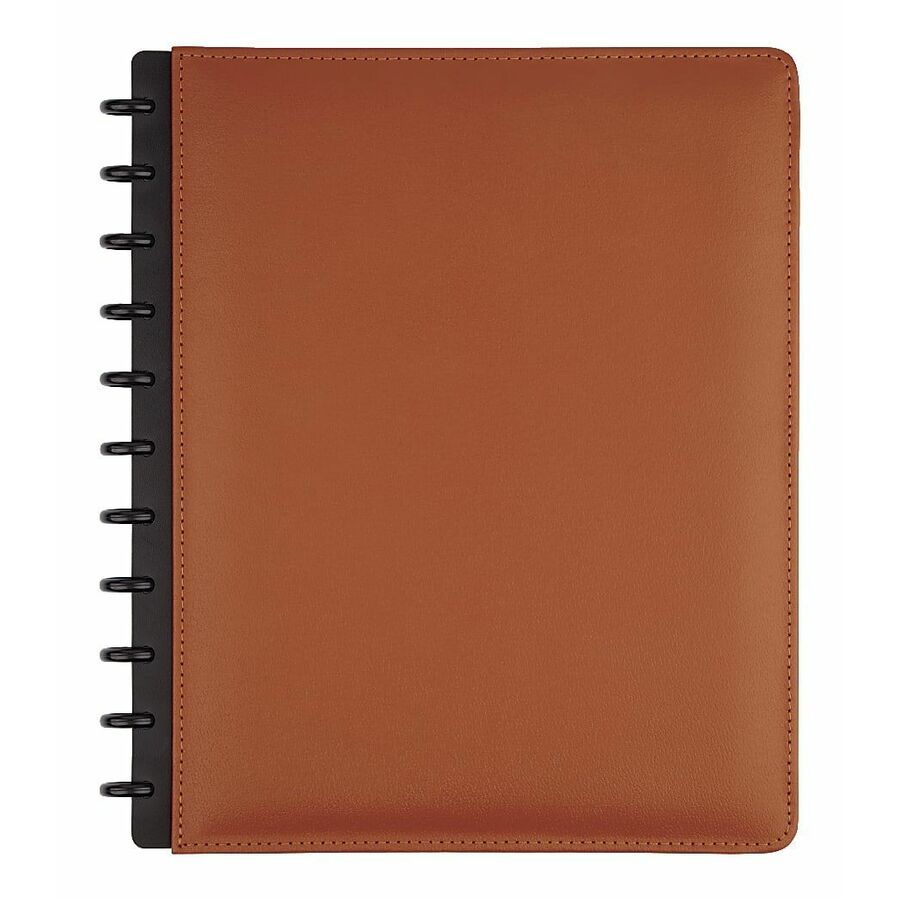 TUL® Discbound Notebook, Letter Size, Leather Cover, Narrow Ruled, 60 Sheets, Brown Discbound