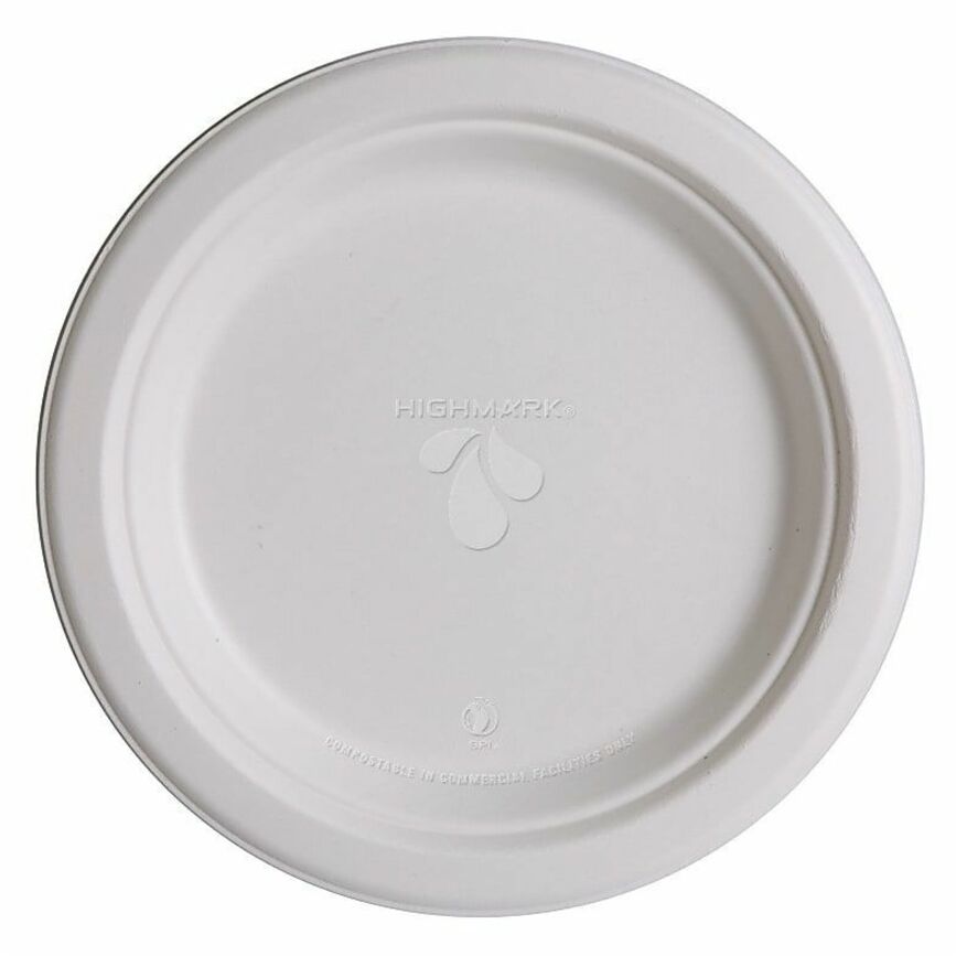 Highmark® ECO Compostable Sugarcane Paper Plates, 9" , White, Pack Of 500 Plates Office Depot