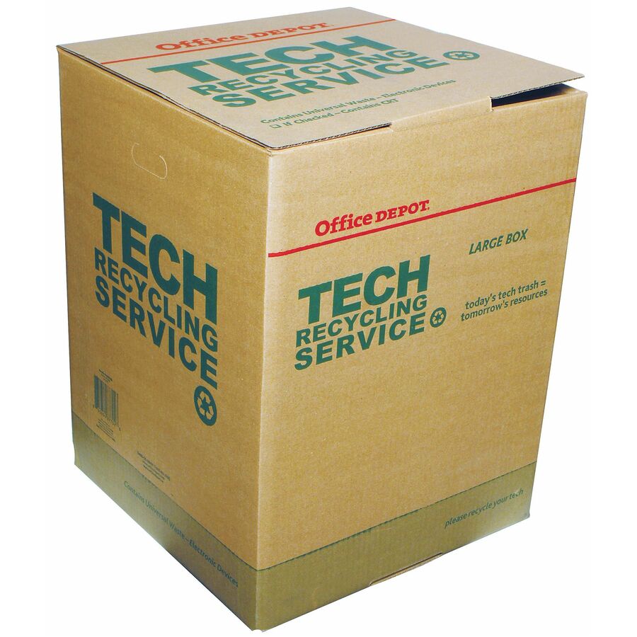 Office Depot Tech Recycling Box, Large, 24inH x 18inW x 18inD Sandia