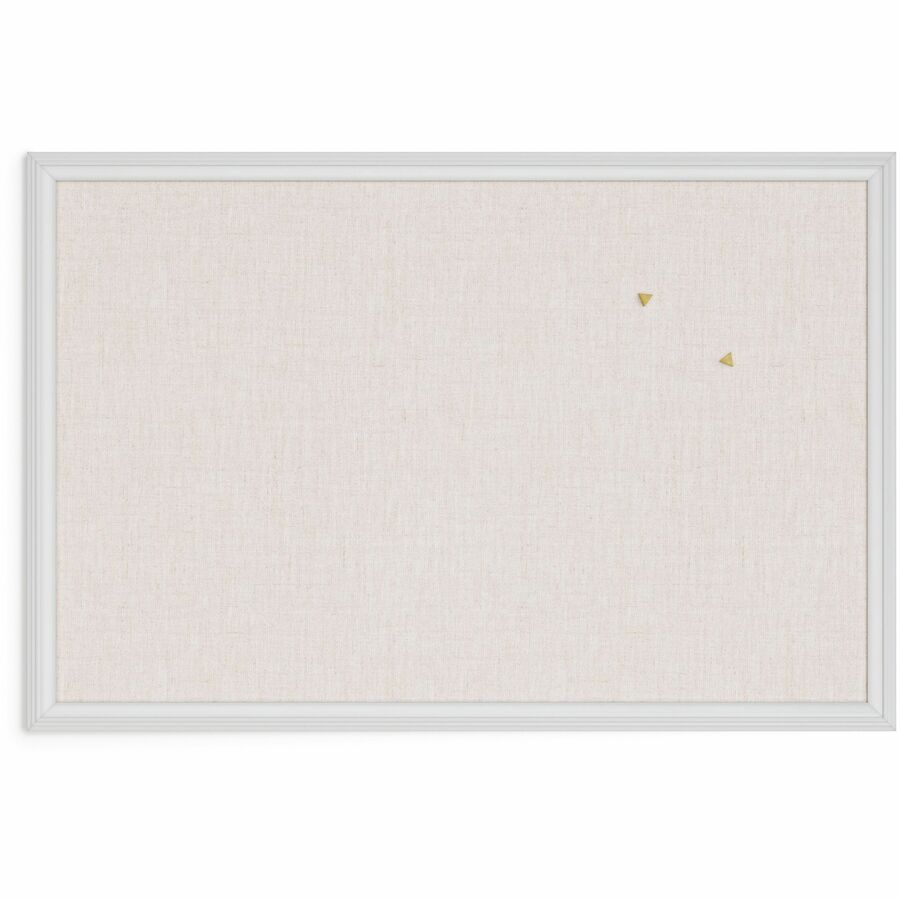 U Brands Cork Linen Bulletin Board, 30 x 20 Inches, White Wood Frame