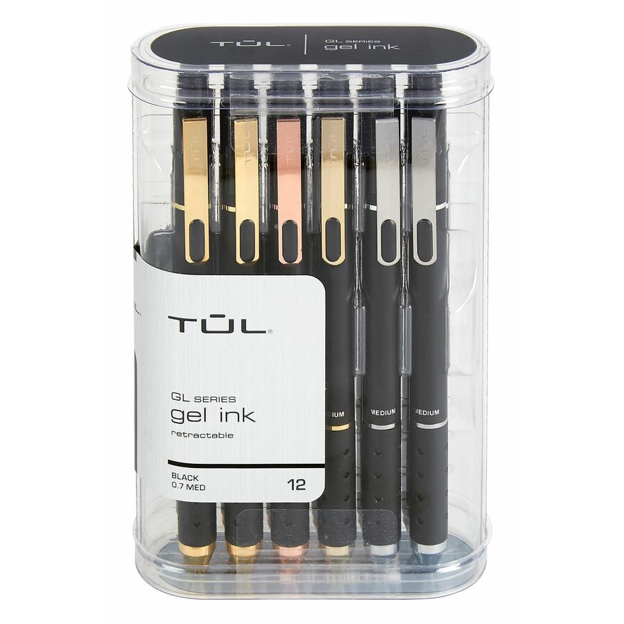 TUL® GL Series Retractable Gel Pens, Medium Point, 0.7 mm, Black Barrel