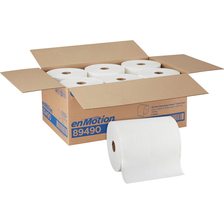 enMotion Paper Towel Rolls, 10" x 800', 40 Recycled, White, Pack Of 6
