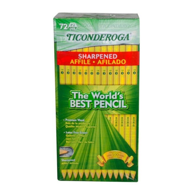 Dixon Ticonderoga 2 Presharpened Pencils, 0.7 mm, Yellow, Pack Of 72