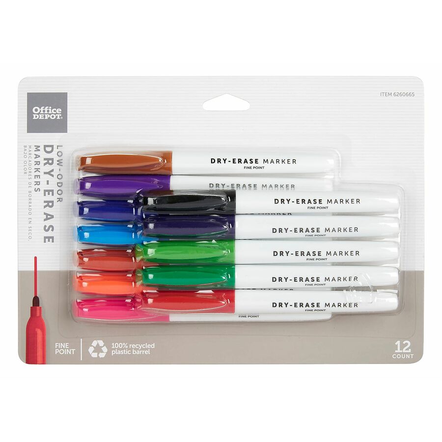 Office Depot® Brand LowOdor PenStyle DryErase Markers, Fine Point