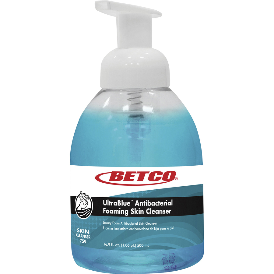 Betco Ultra Blue Antibacterial Skin Cleanser Foam 16.91 fl oz Clean Ocean Pump Bottle