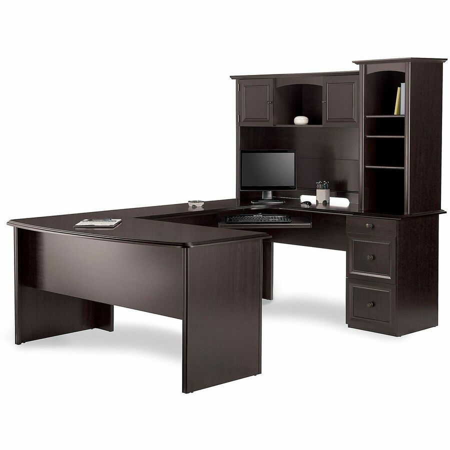Realspace; Broadstreet 65”W Hutch For UShaped Desk, Walnut Hutches