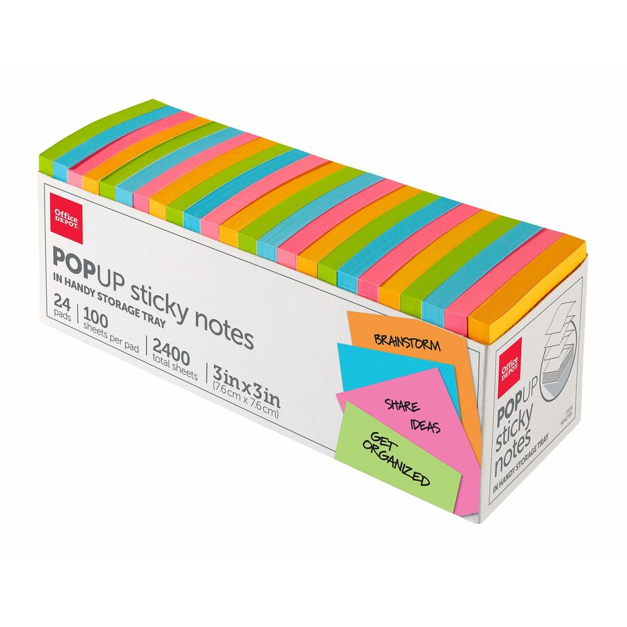 Office Depot® Brand Pop Up Sticky Notes, With Storage Tray, 3" x 3