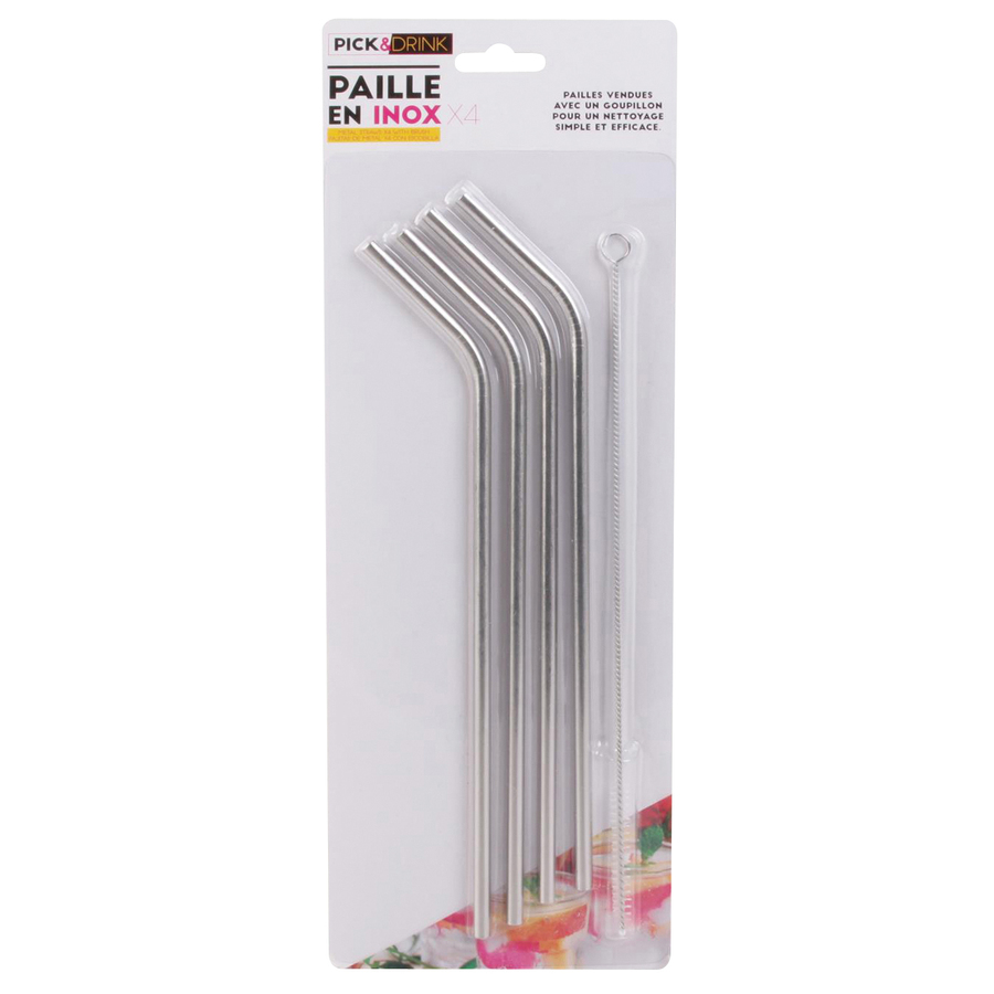 PICK AND DRINK Stainless Straws with Brush Canadian Office Supplies