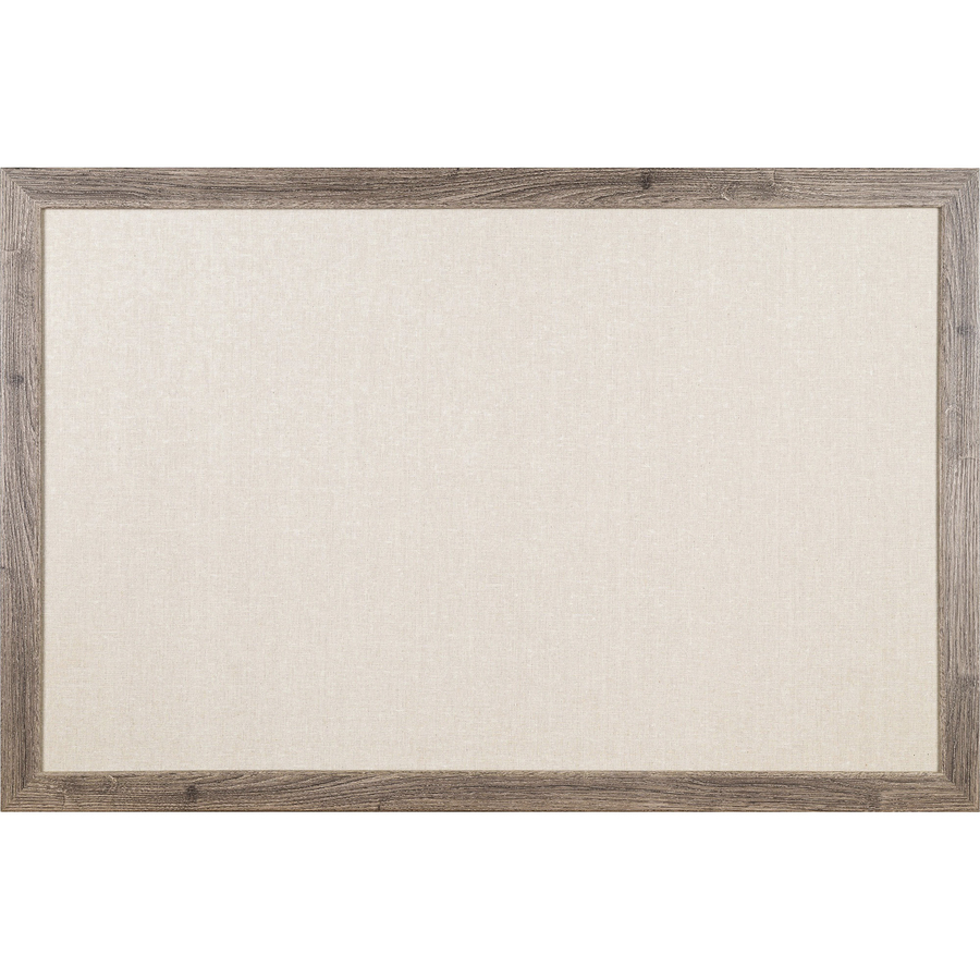 U Brands Linen Bulletin Board, 35" X 23" , Rustic Wood Frame Bulletin