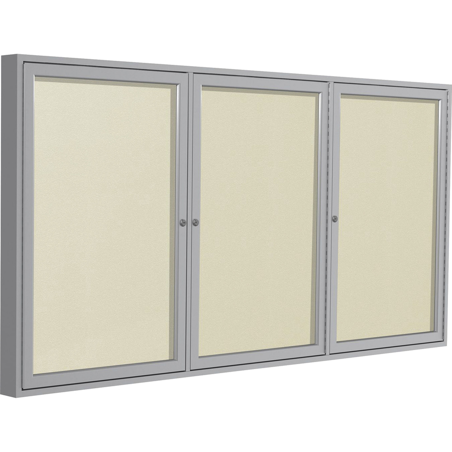 Ghent 3 Door Enclosed Vinyl Bulletin Board with Satin Frame 48
