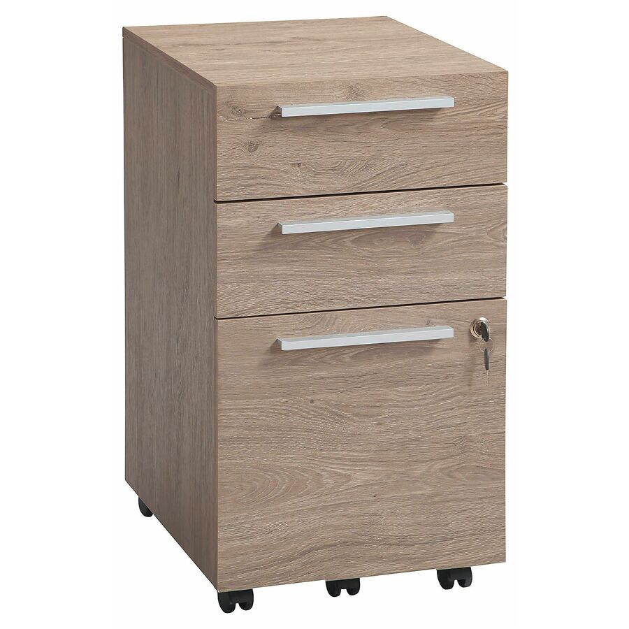 Realspace® Trezza 19"D Vertical 3Drawer Mobile File Light Oak