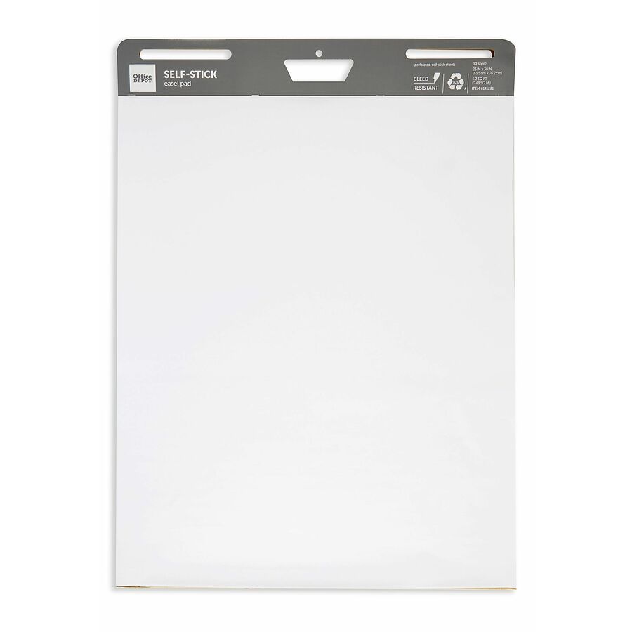 Office Depot® Brand SelfStick Easel Pad, 25" x 30" , 30 Sheets, 80 Recycled, White Easel