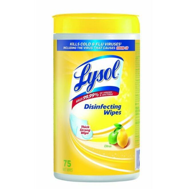 Lysol Disinfectant Wipe For Surface, Wood Wipe Citrus Scent 75 / Pack Disinfectant