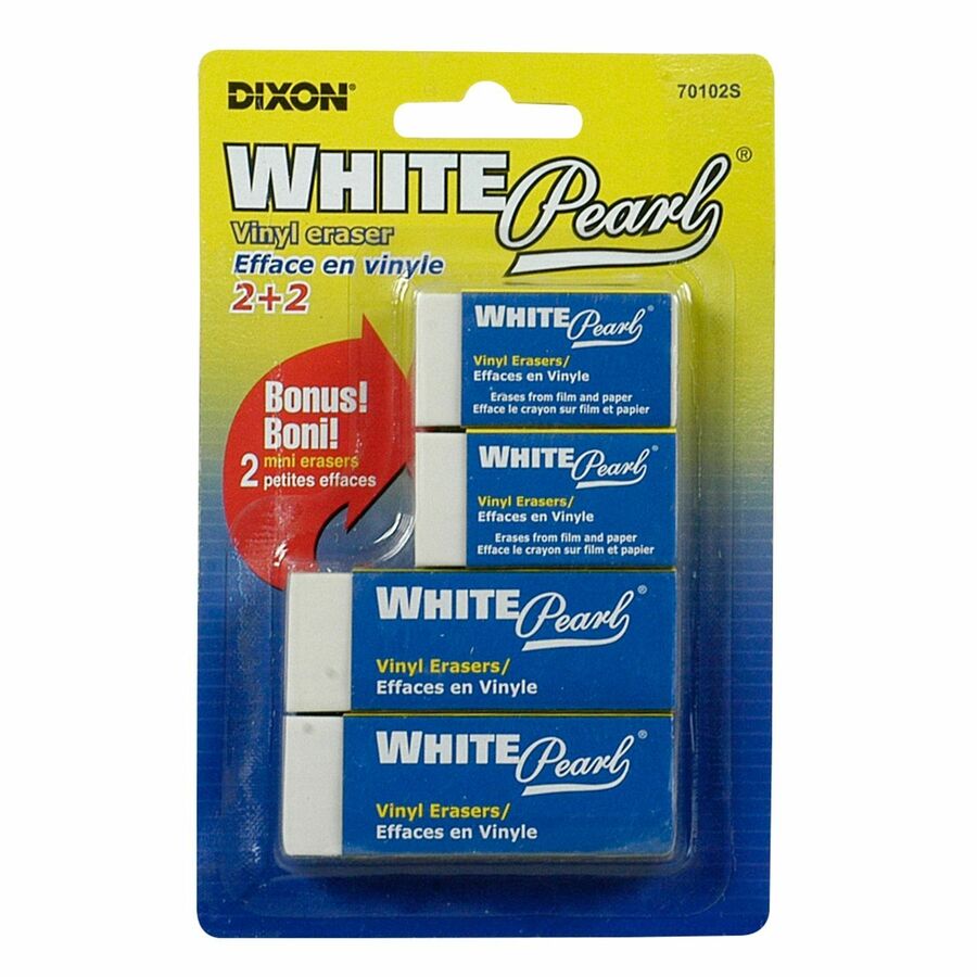 Dixon White Pearl Manual Eraser White Block Vinyl 4 / Pack