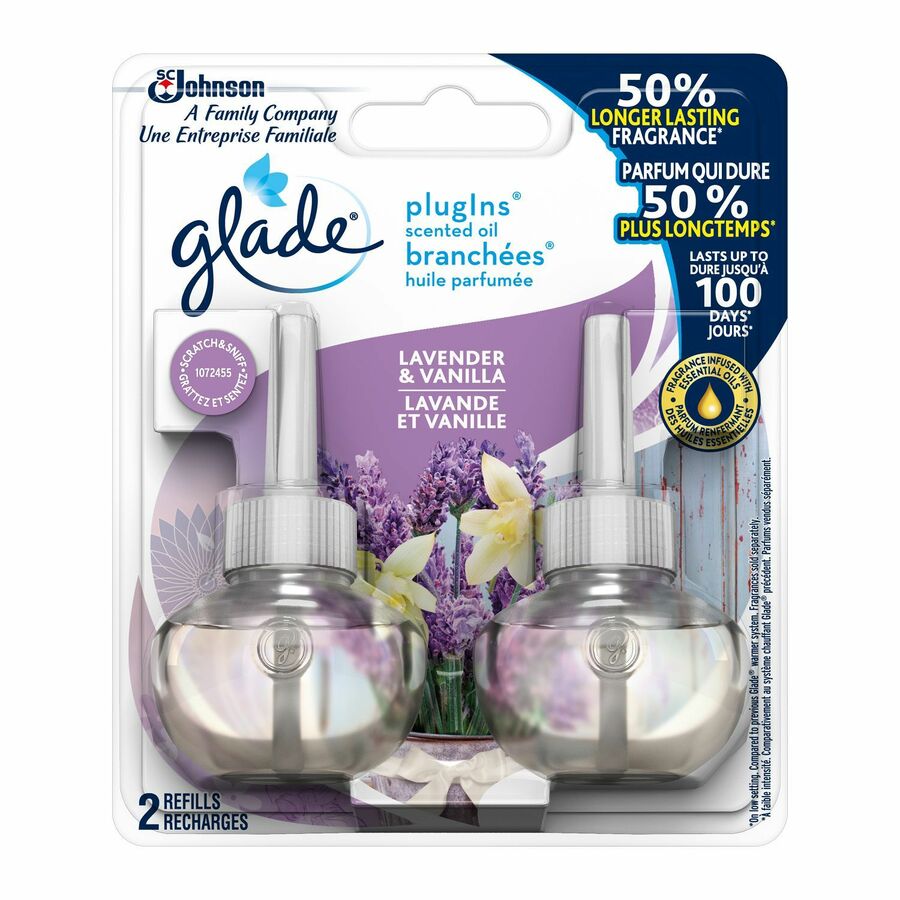 Glade PlugIns Air Freshener Refill Oil Lavender, Vanilla 60 Day