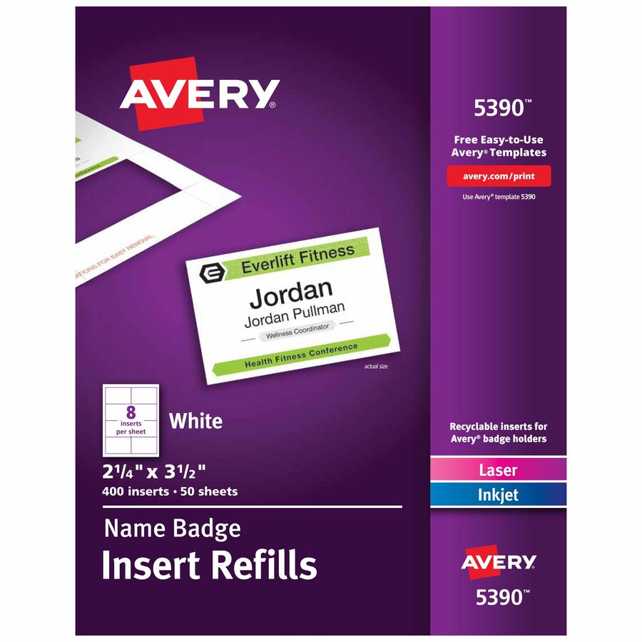 Avery® Laser/Inkjet Badge Insert Refills Rudolph's Office Supply