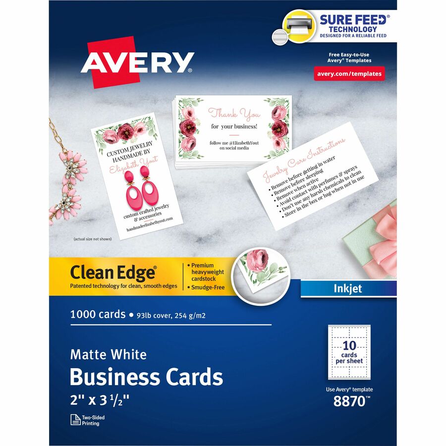 Avery® Clean Edge(R) Business Cards, True Print(R) Matte, TwoSided
