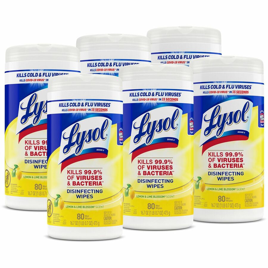 Lysol Disinfecting Wipes Lemon, Lime Blossom 8" x 7" White
