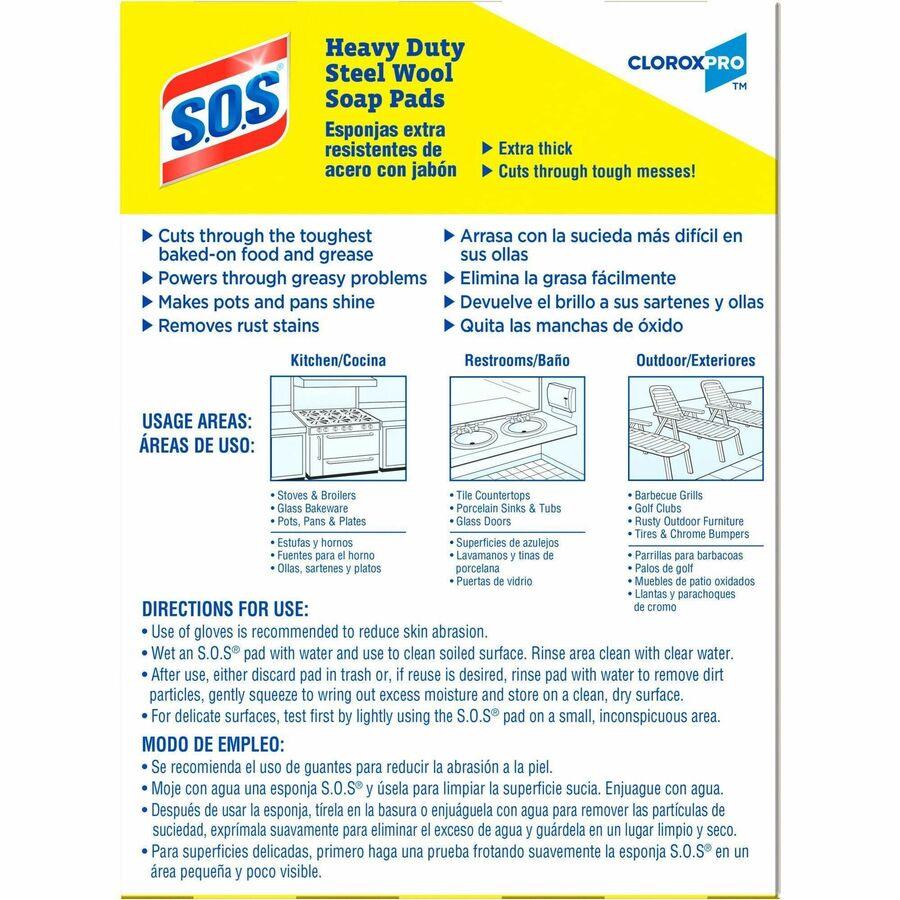 CloroxPro™ S.O.S Steel Wool Soap Pads Sponges, Cleaning Pads & Wipers
