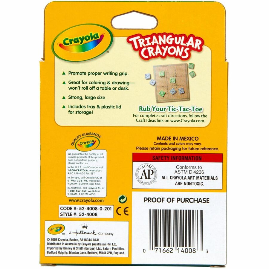 Bulk School Supplies Crayola Triangular Antiroll Crayons CYO524008