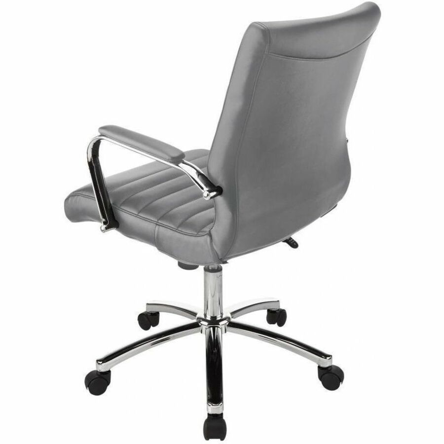 Realspace Modern Comfort Winsley Leather MidBack Chair, Gray Midway OS