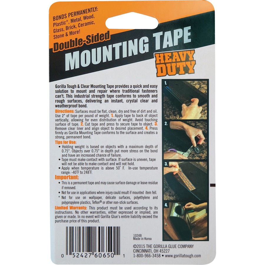Gorilla Heavy Duty Mounting Tape Mounting Tapes Gorilla Glue, Inc