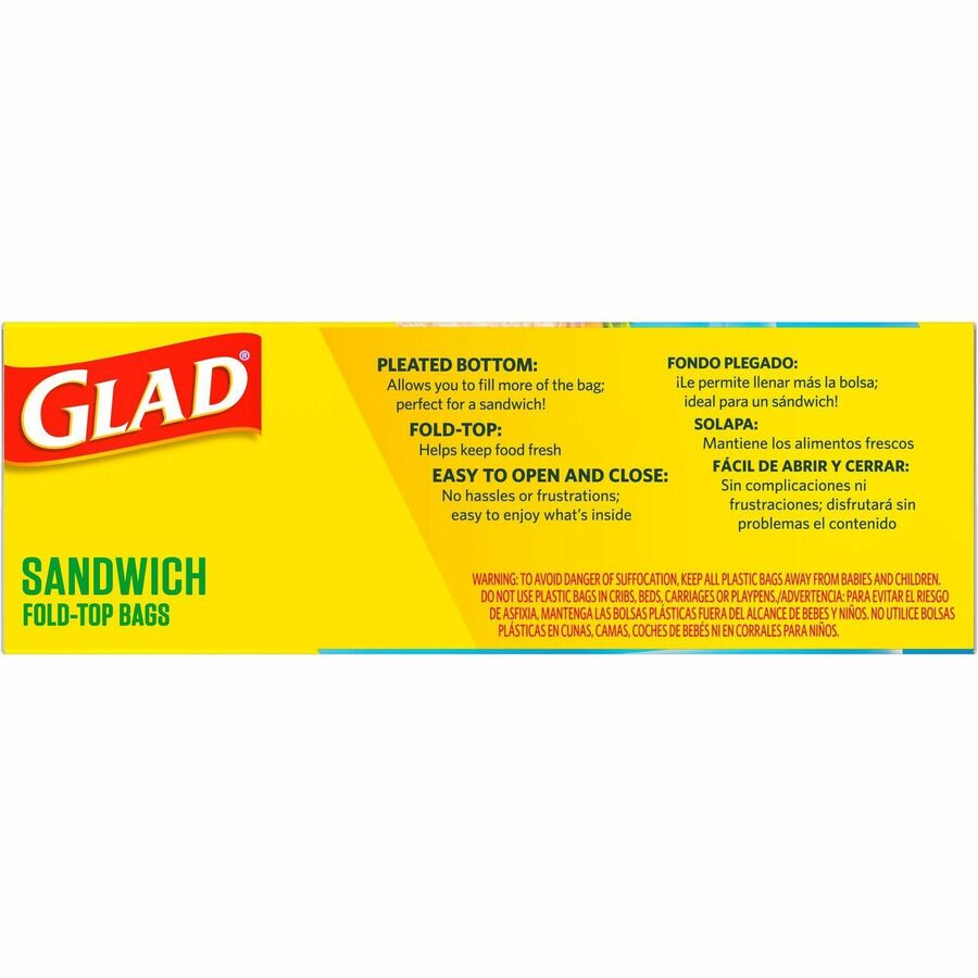 Glad Food Storage Bags Sandwich Fold Top LB Office