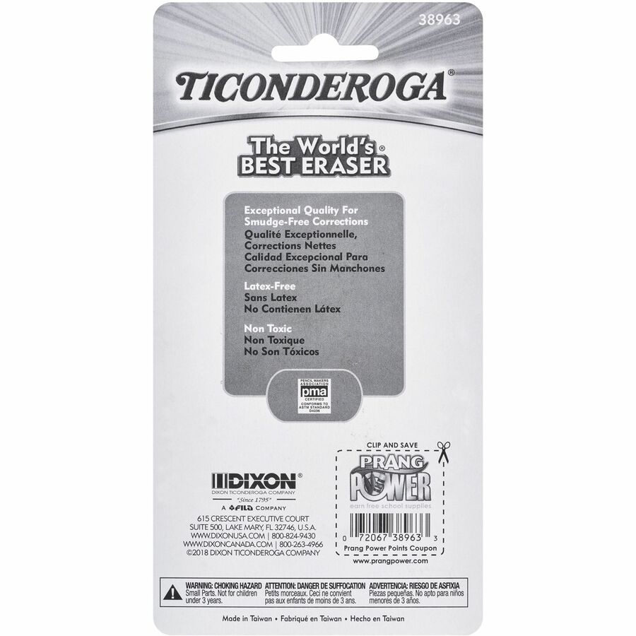 Ticonderoga PencilShaped Erasers Erasers Dixon Ticonderoga Company