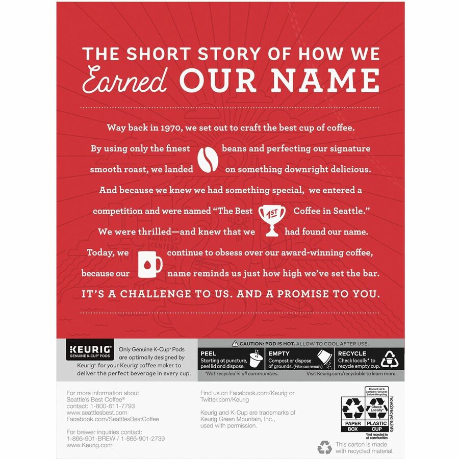 Seattle's Best Coffee KCup Breakfast Blend Coffee Hot Chocolate Seattle's Best Coffee, LLC