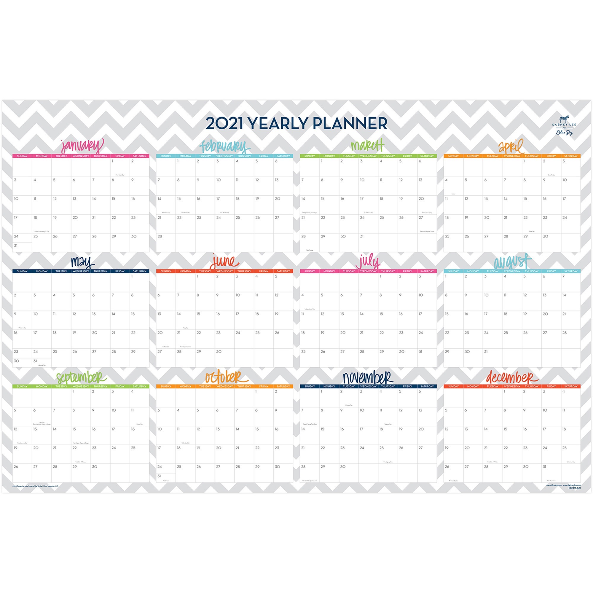 BLS102411 Blue Sky® Blue Sky Dabney Lee Large Erasable Wall Calendar