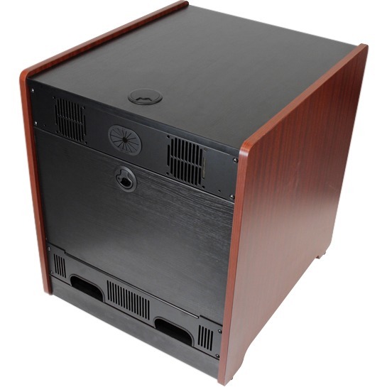 12U Office Server w/ Wood Finish and Casters 136.40 kg x Maximum Weight