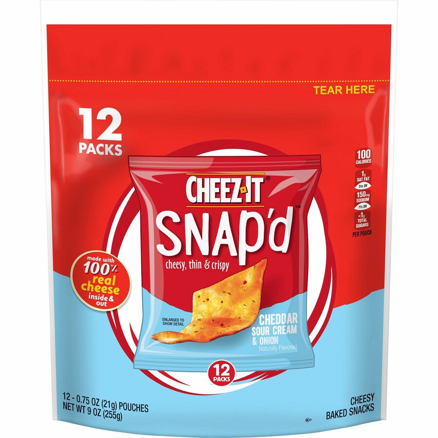 Keebler Snap'd Cheddar Sour Cream & Onion Crackers Snacks Kellogg