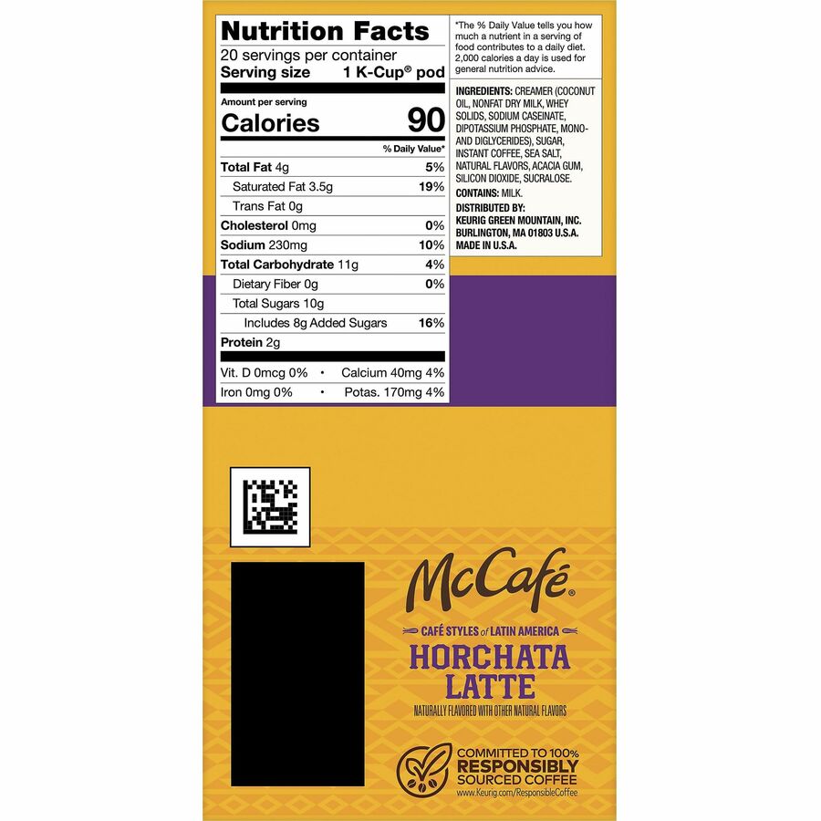 McCafé® KCup Horchata Latte Coffee Keurig Dr Pepper Inc.