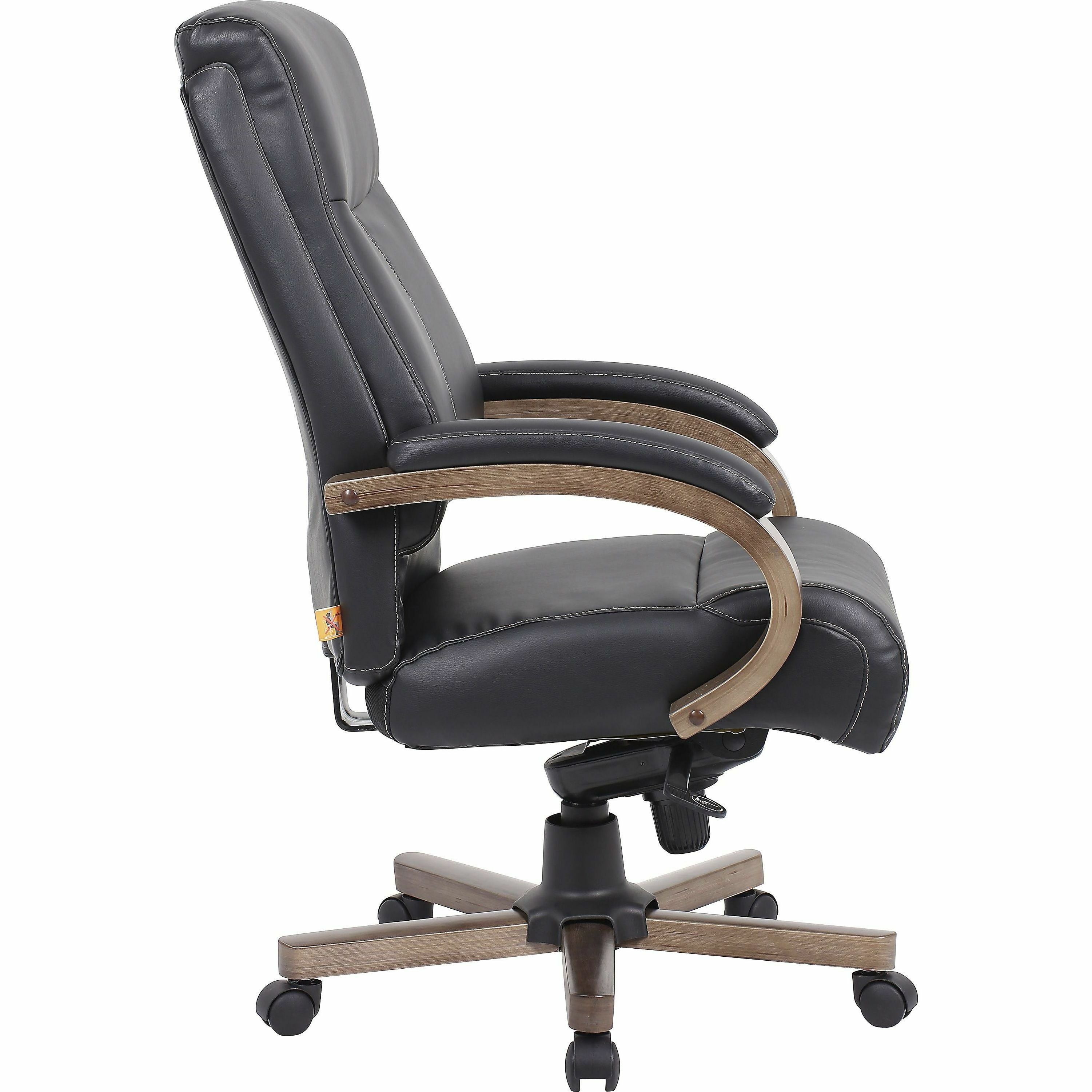 Lorell Wood Base Leather Highback Executive Chair Pulse Technology