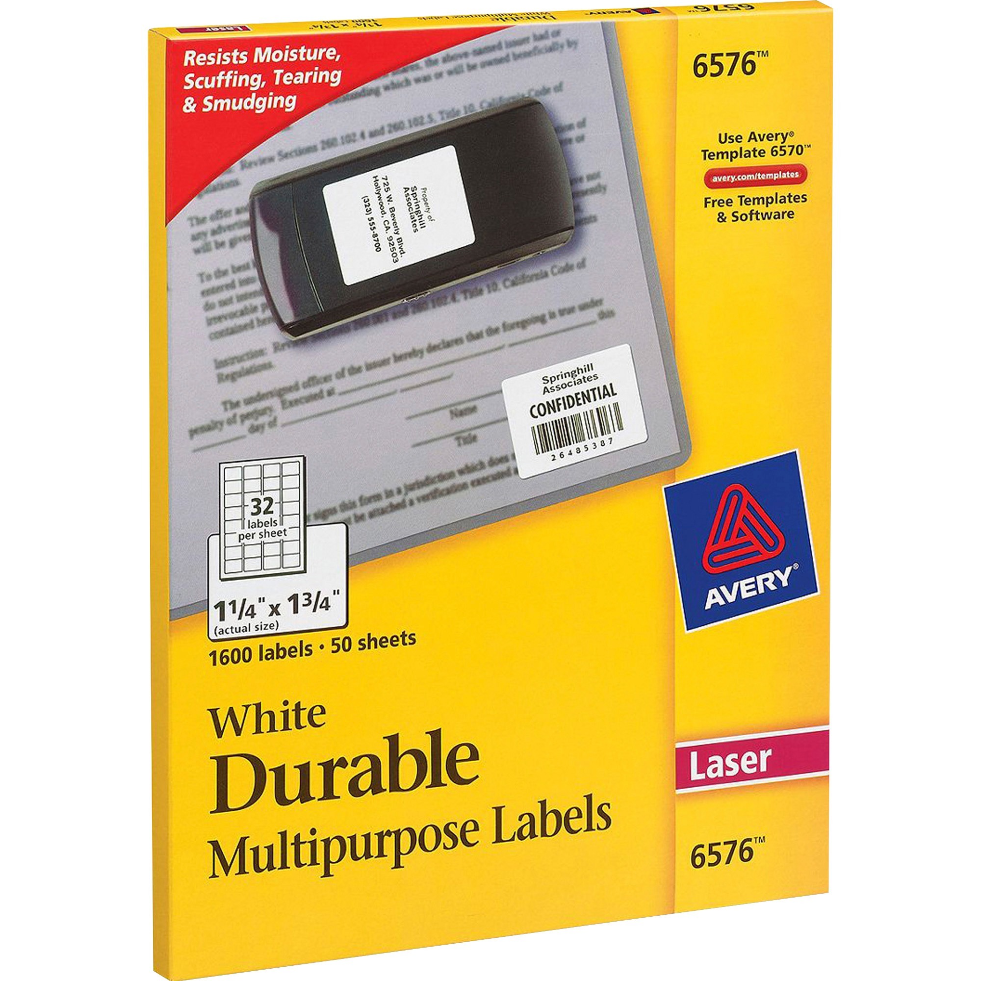 AVE6576 Avery® Durable Permanent Id Labels With Trueblock Technology