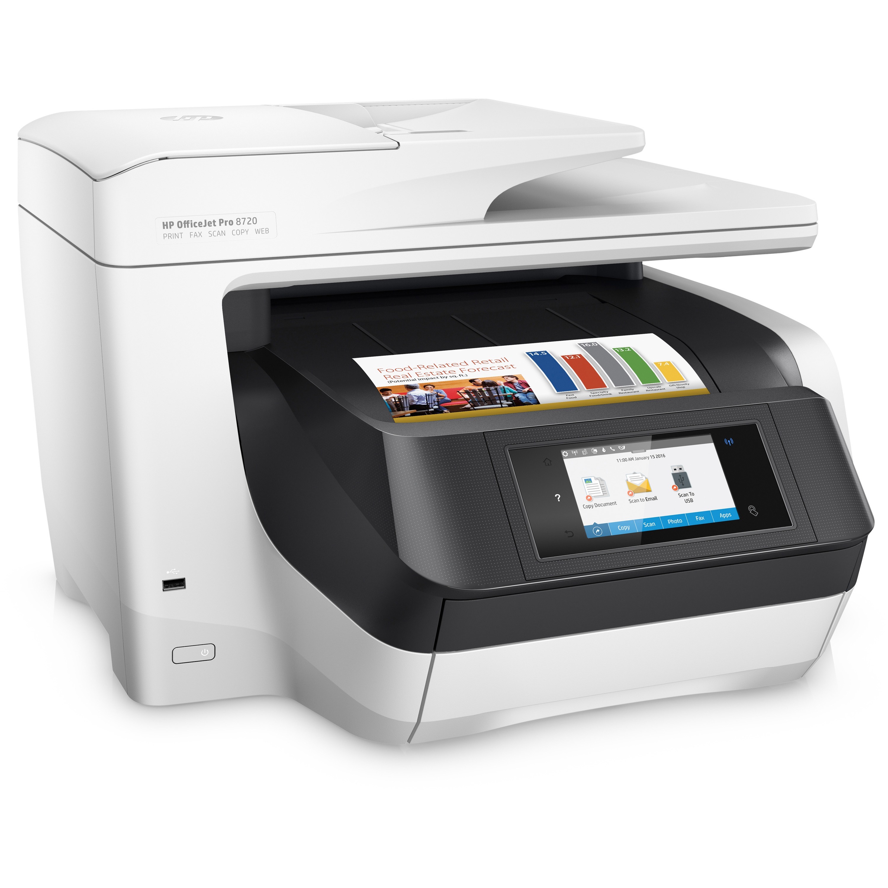 HP Officejet Pro 8720 Inkjet Multifunction Printer Color