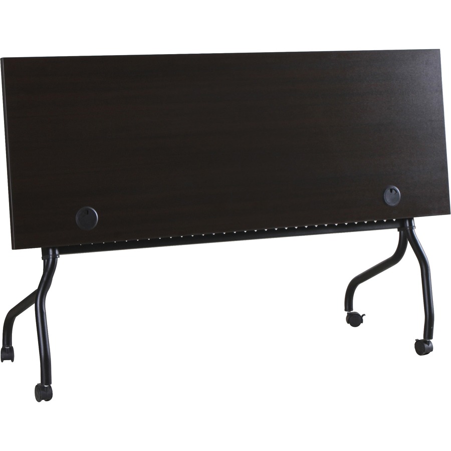 Lorell Espresso/Black Training Table Rectangle Top Four Leg Base
