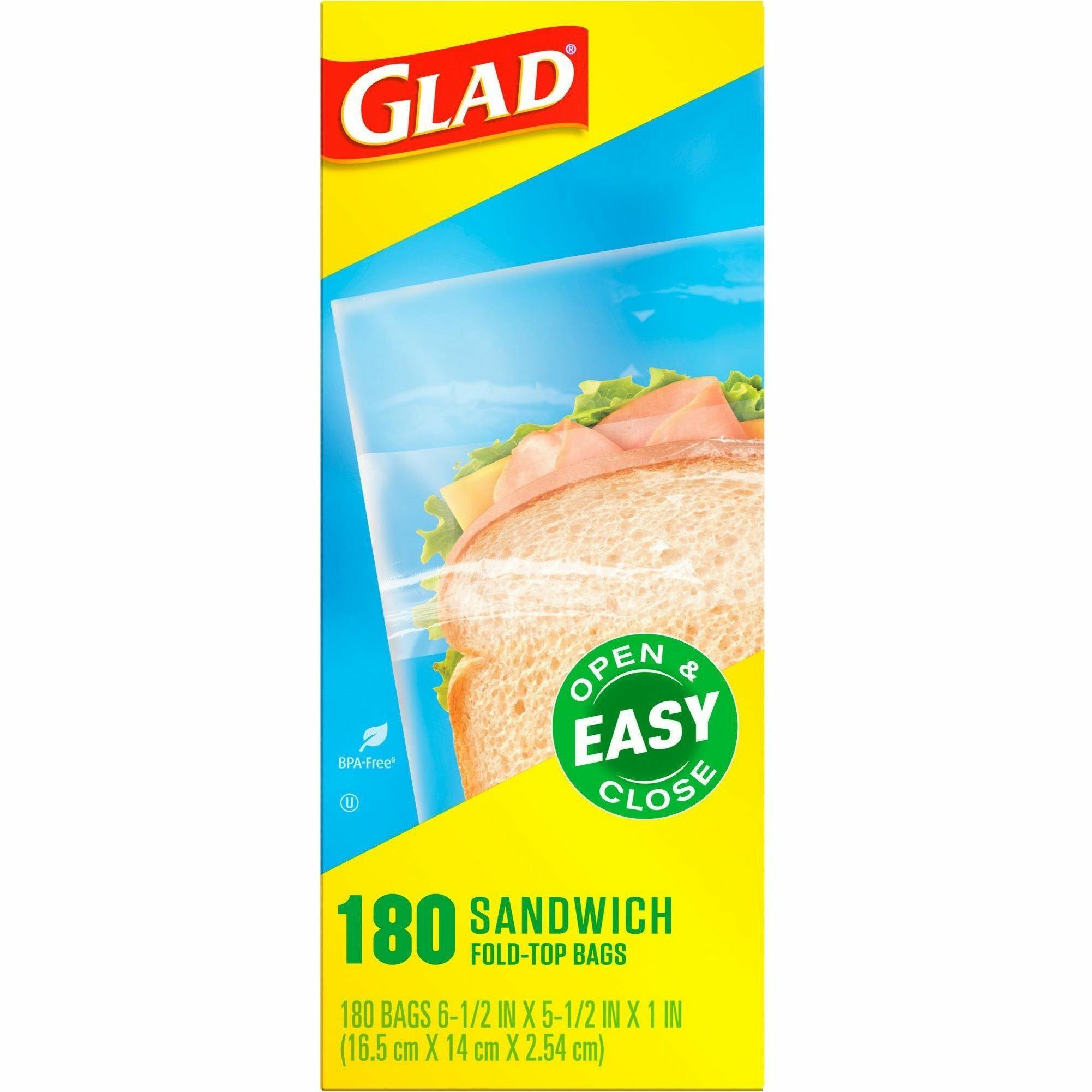 Glad Food Storage Bags Sandwich Fold Top LB Office